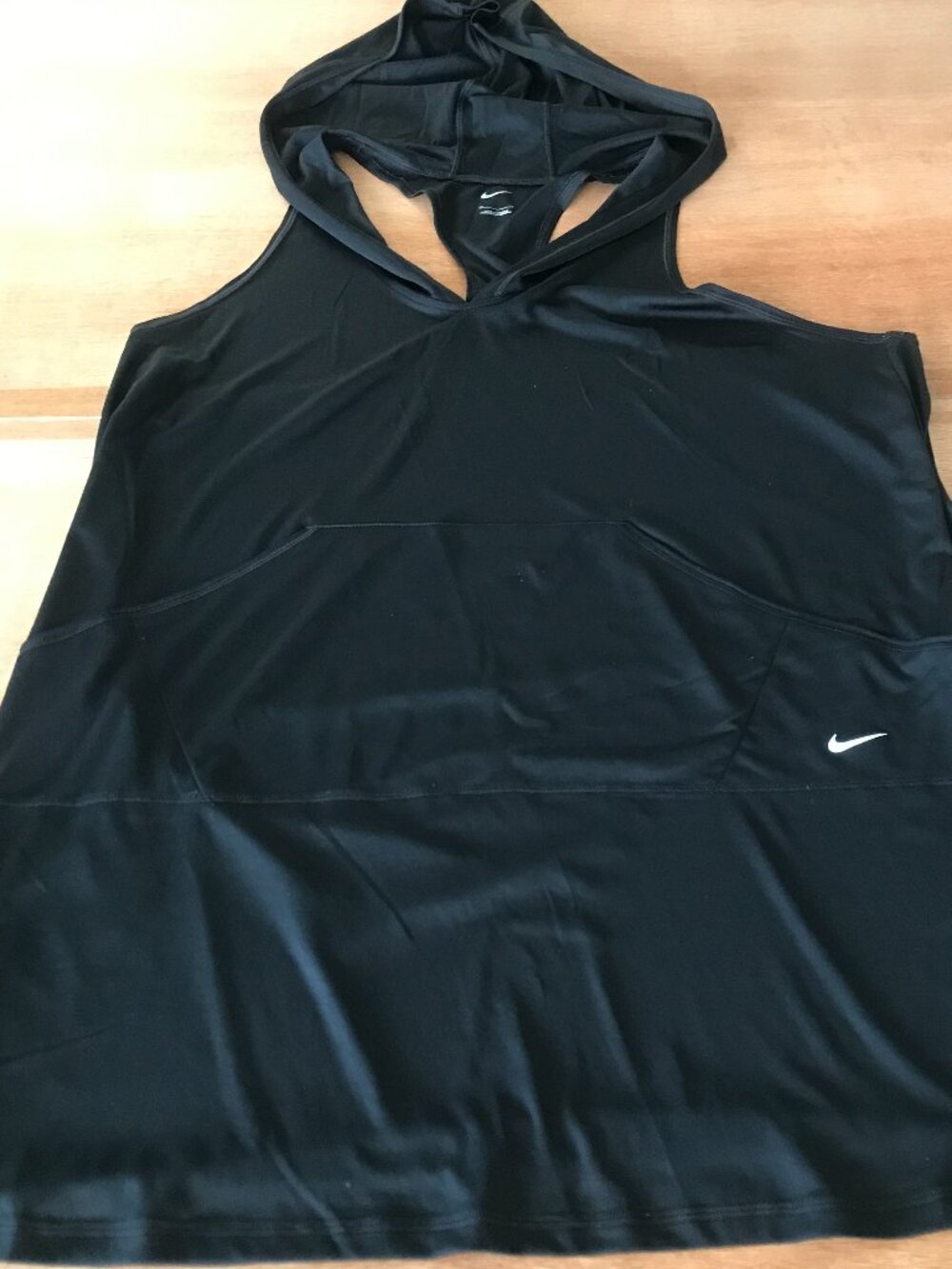 Nike Hooded Dress Swim Cover Up Women 2XL Black Sleeveless Racerback Stretch